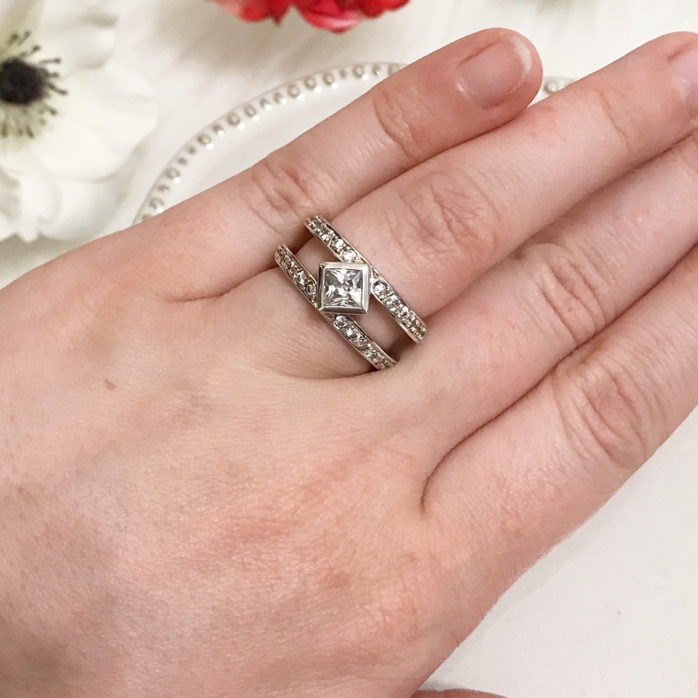 • Vintage • Square CZ Sterling Ring